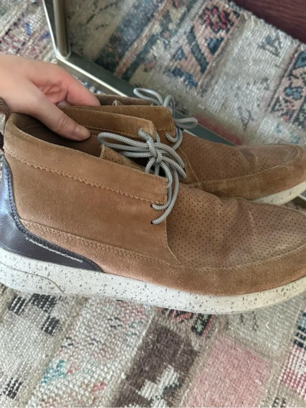 Wesc Men's Brown Suede Chukka Boots with Light Gray Laces